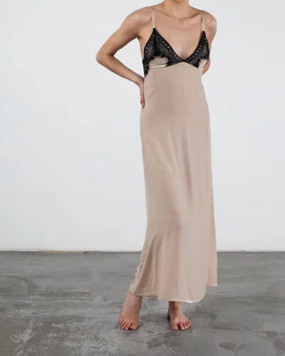 Sleeping With Jacques Freya Slip Dress In Sand In Beige