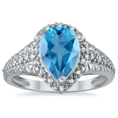 Sselects 2 Carat Pear Shaped Topaz And Diamond Ring In 10k White Gold