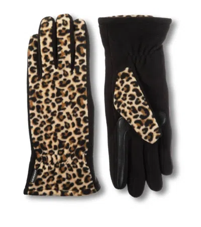 Isotoner Women's Smartdri Fleece Wrist Gloves In Leopard In Black