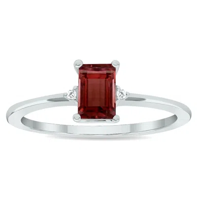 Sselects Women's Garnet And Diamond Classic Ring In 10k White Gold