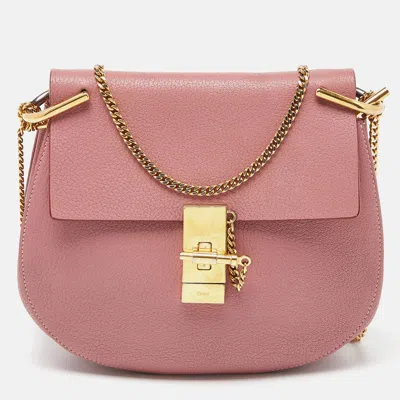 Chloé Leather Medium Drew Shoulder Bag In Pink