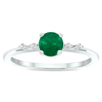 Sselects Women's Emerald And Diamond Sparkle Ring In 10k White Gold