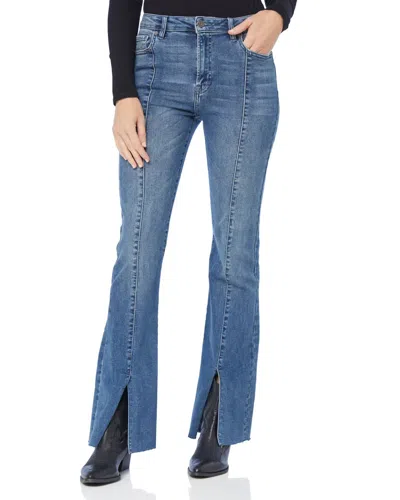 Hidden Happi Front Slit Flare Jean In Medium Dark In Blue