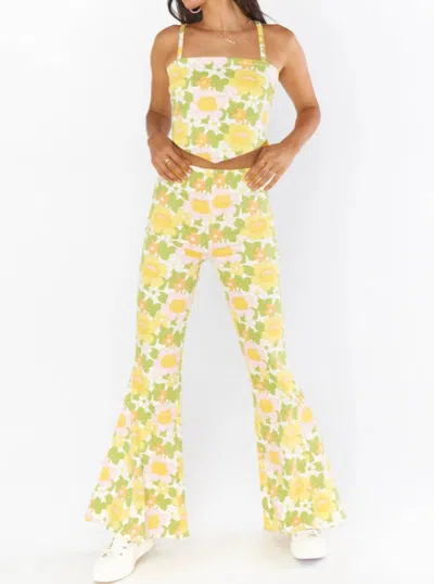 Show Me Your Mumu Berkley Bells Jeans In Fresh Flowers Denim In Yellow