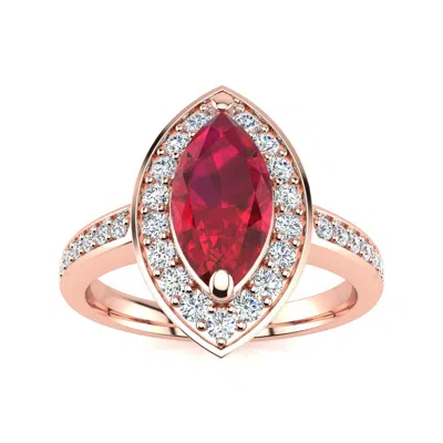 Sselects 1 Carat Marquise Ruby And Diamond Ring In 14 Karat Rose Gold In Multi