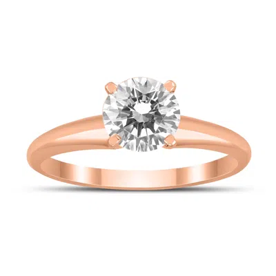 Sselects Ags Certified 1 Carat Diamond Solitaire Ring In 14k Rose Gold J-k Color, I2-i3 Clarity In Multi