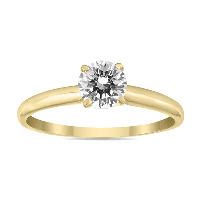 Sselects 1/3 Carat Round Diamond Solitaire Ring In 14k Yellow Gold