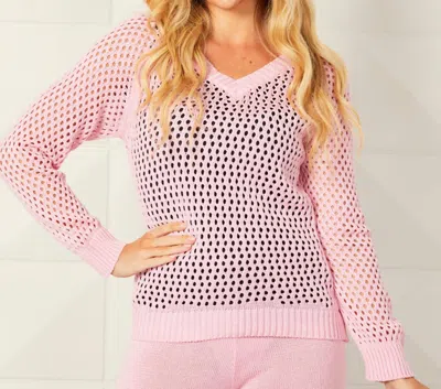 French Kyss Crochet V-neck Top In Blush In Pink