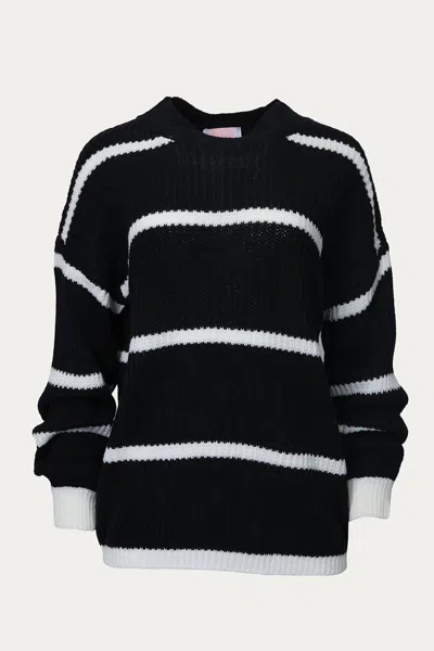 Esley Collection Cozy Striped Knit Sweater In Black/white