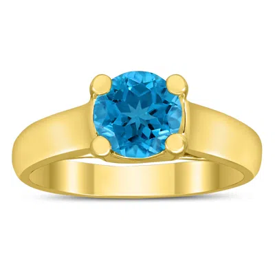 Sselects Round 7mm Topaz Cathedral Solitaire Ring In 10k Yellow Gold