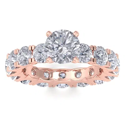 Sselects 14 Karat Rose Gold 4 3/4 Carat Lab Grown Diamond Eternity Engagement Ring With 1 1/2 Carat Round Bri In Multi