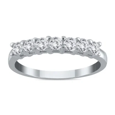 Sselects 1/2 Carat Tw 7 Stone Natural Diamond Band In 10k White Gold