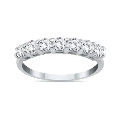 Sselects 1 Carat Tw Seven Stone Diamond Wedding Band In 14k White Gold
