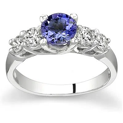 Sselects 5 Stone Tanzanite And Diamond Ring In Multi