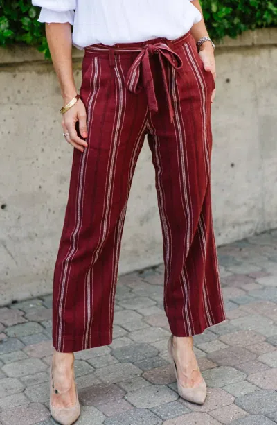 Sanctuary Inland Sashed Crop Pant In Henna Stripe In Red