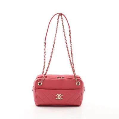 Pre-owned Chanel Matelasse Chain Shoulder Bag Caviar Skin Gold Hardware In Pink