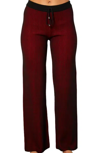 Angel Apparel Two Toned Ribbed Pant In Rouge In Red