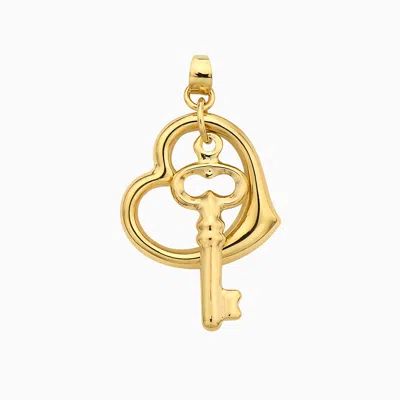 Pori Jewelry 14k Gold Heart And Key Charm Pendant