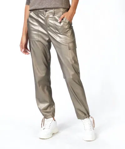 Esqualo Faux Leather Cargo Pants In Soft Gold In Multi