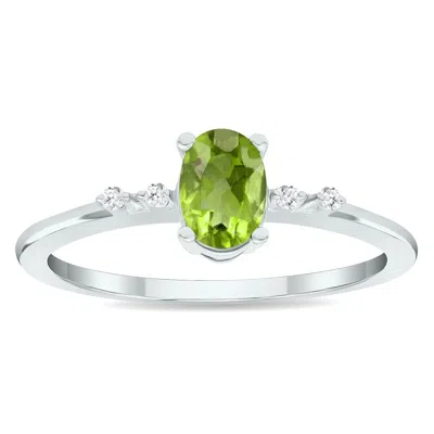 Sselects Women's Peridot And Diamond Sparkle Ring In 10k White Gold