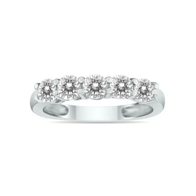 Sselects 1 Carat Tw Five Stone Genuine Round Diamond Wedding Anniversary Ring 14k White Gold