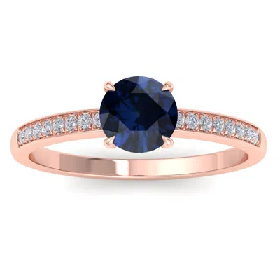 Sselects 1 1/4 Carat Sapphire And Diamond Ring In 14k Rose Gold In Multi