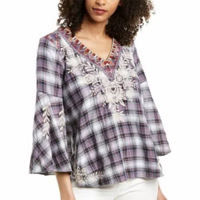 Johnny Was Mica Swing Blouse In Plaid In Purple