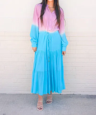 Karina Grimaldi Aubrey Ombre Maxi Dress In Blue/pink
