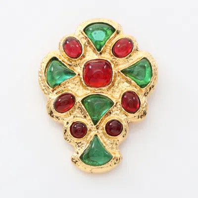 Pre-owned Chanel Gripoix Brooch Gp Glass Gold Multicolor Vintage