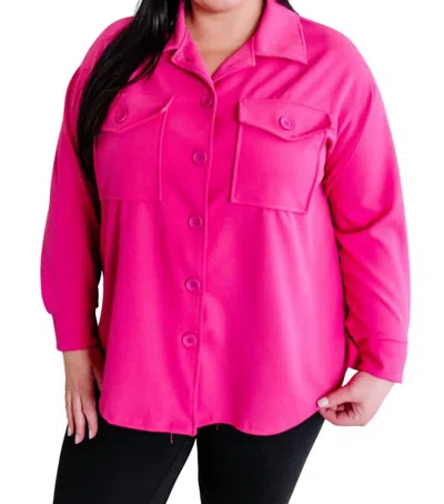 Emerald Collection Button Down Stretchy Shacket In Malibu Pink