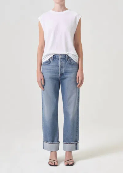 Agolde Fran Low Slung Straight Jean In Invention In Multi