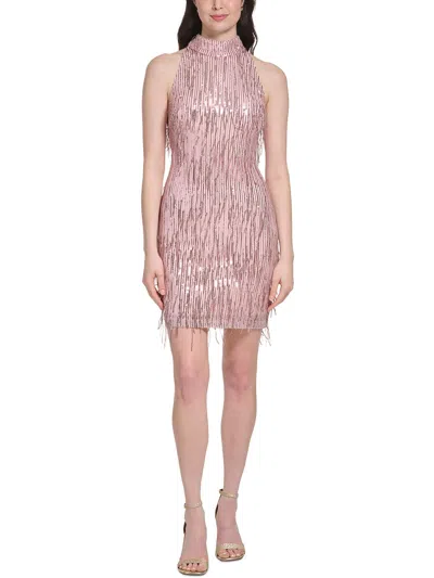 Eliza J Womens Sequined Short Cocktail And Party Dress In Gold