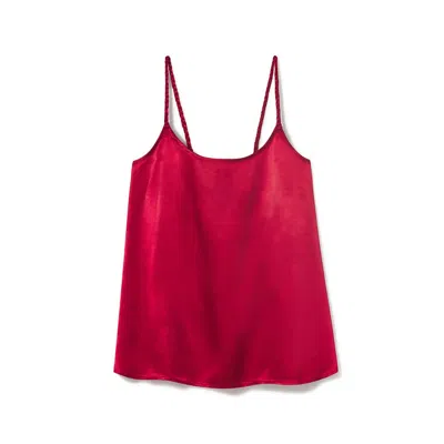 Pj Harlow Daisy Satin Tank With Braided Straps & Elastic Back In Red In Pink