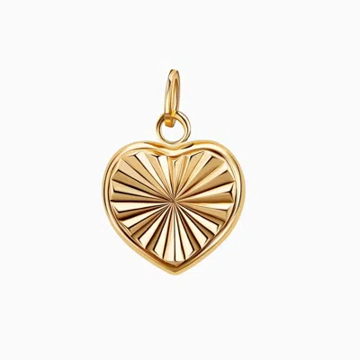 Pori Jewelry 14k Solid Gold Heart Diamond Cut Charm Pendant