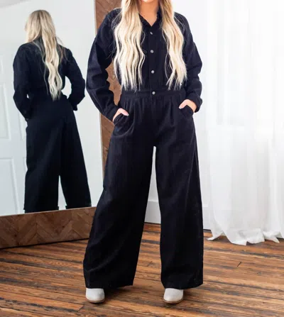 Idem Ditto Mine All Mine Denim Twill Jumpsuit In Black In Blue