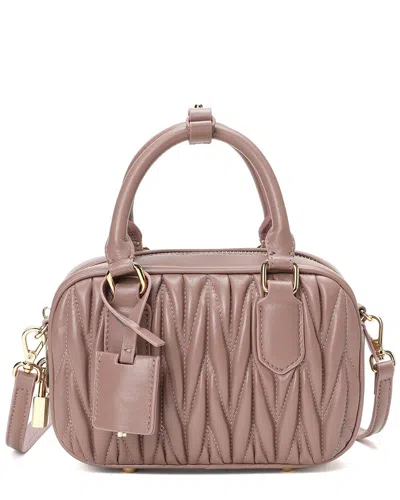 Tiffany & Fred Paris Pleated Leather Satchel In Pink