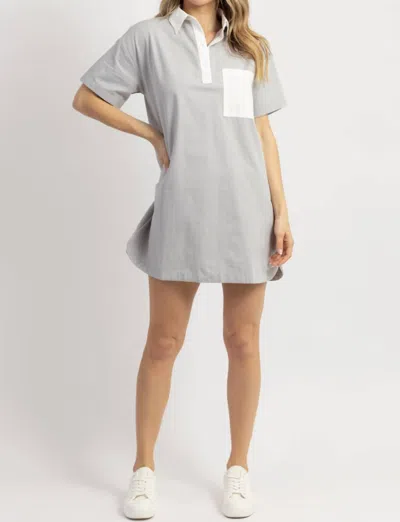 Crescent Ronnie Contrast Shirt Dress In Blue In Grey