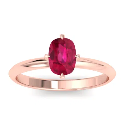 Sselects 1 Carat Antique Cushion Shape Ruby Ring In 14k Rose Gold In Multi