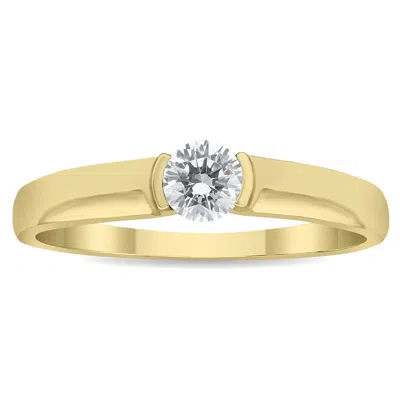 Sselects 1/3 Carat Half Bezel Diamond Solitaire Ring In 10k Yellow Gold