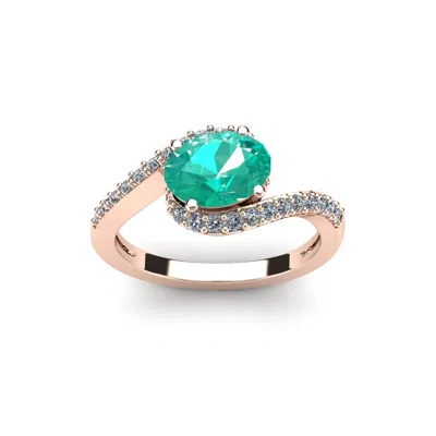 Sselects 1 1/2 Carat Oval Shape Emerald And Halo Diamond Ring In 14 Karat Rose Gold In Multi