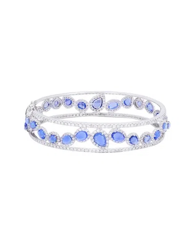 Diana M. 18 Kt White Gold Sapphire And Diamond Bangle In Blue
