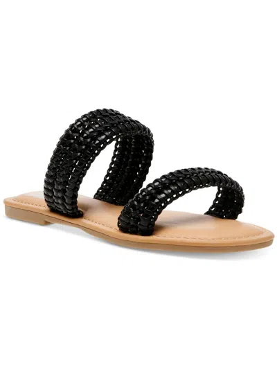 Dolce Vita Joolip Womens Woven Slip On Slide Sandals In Black