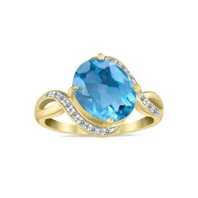 Sselects Oval Shaped Topaz And Diamond Curve Ring In 10k Yellow Gold