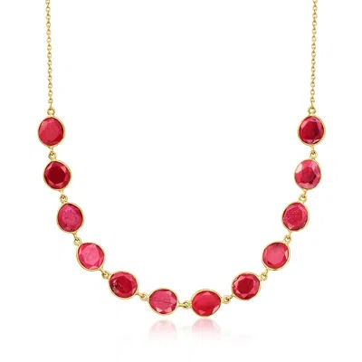 Ross-simons Ruby Necklace In 18kt Gold Over Sterling In Multi