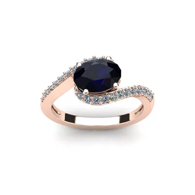 Sselects 1 3/4 Carat Oval Shape Sapphire And Halo Diamond Ring In 14 Karat Rose Gold In Multi