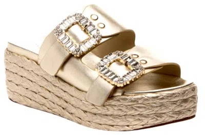 J/slides Quinley Sandal In Gold/rhinestone