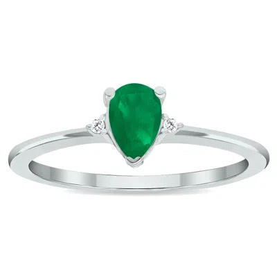 Sselects Women's Emerald And Diamond Classic Ring In 10k White Gold