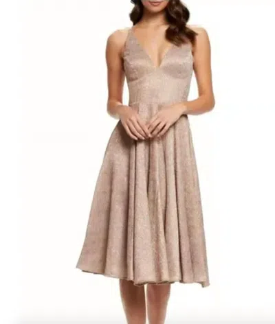 Dress The Population Delilah Dress In Rose Gold In Beige