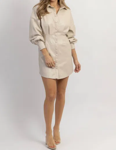 Mulla Bowery Faux Leather Mini Dress In Cream In Beige