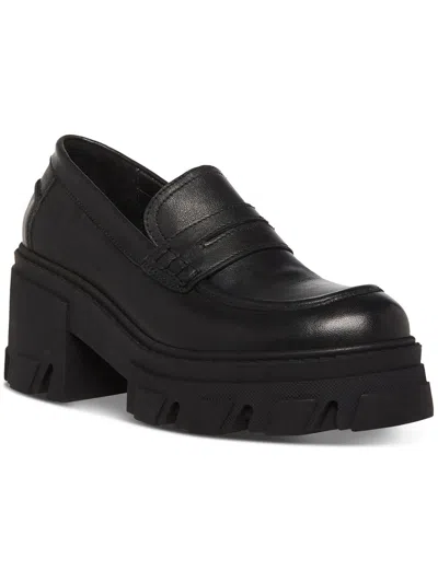 Steve Madden Beth Womens Leather Slip On Loafers In Black